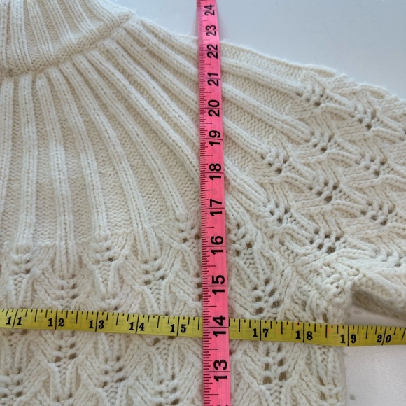 Madewell Pointelle Stitch Mockneck Merino Wool Cream Sweater Women’s Size Medium - Picture 7 of 11